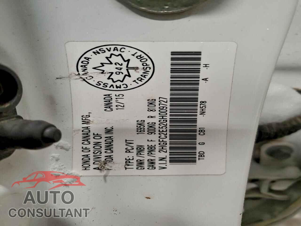 HONDA CIVIC 2016 - 2HGFC2E52GH009727
