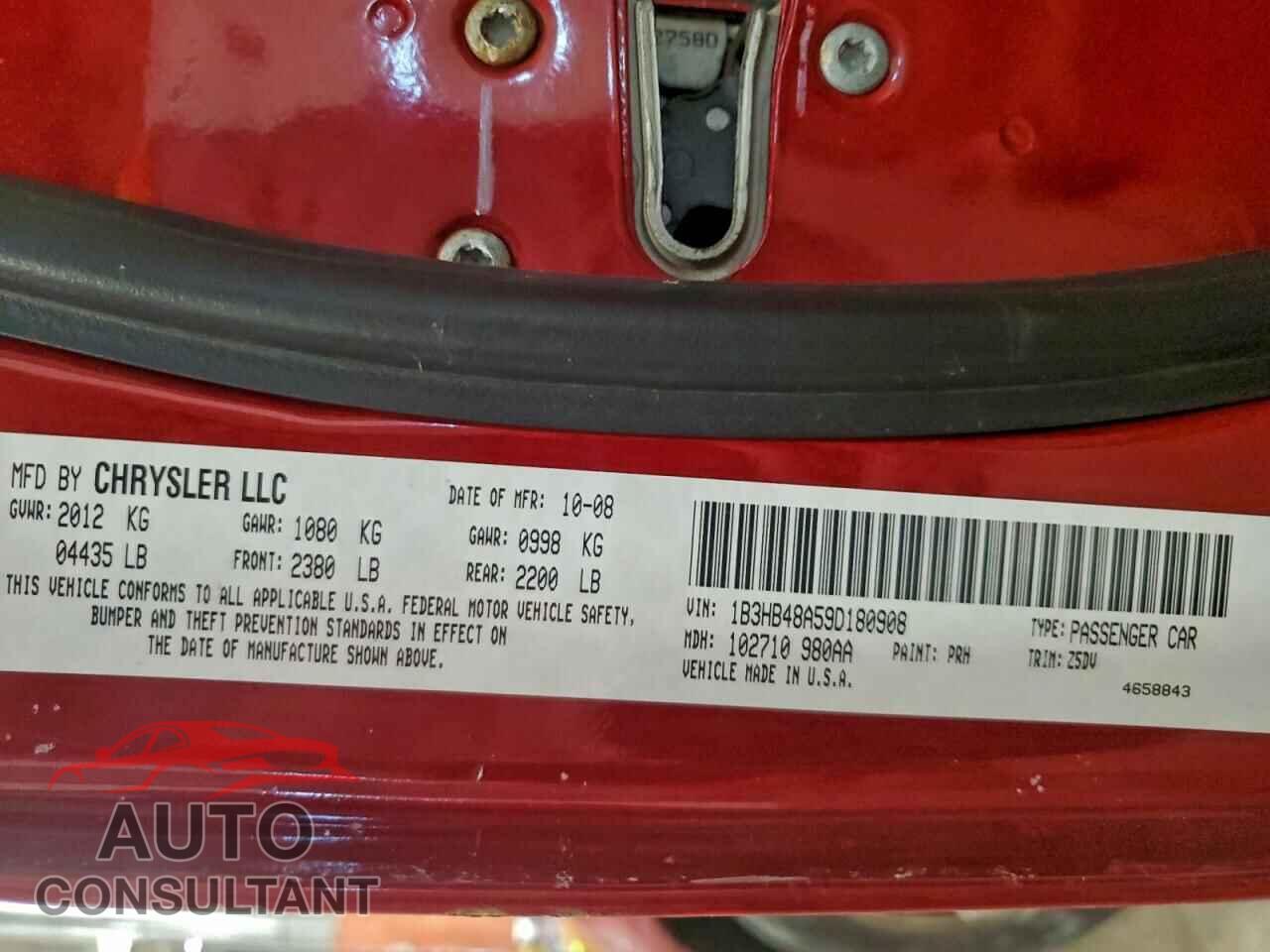 DODGE CALIBER 2009 - 1B3HB48A59D180908
