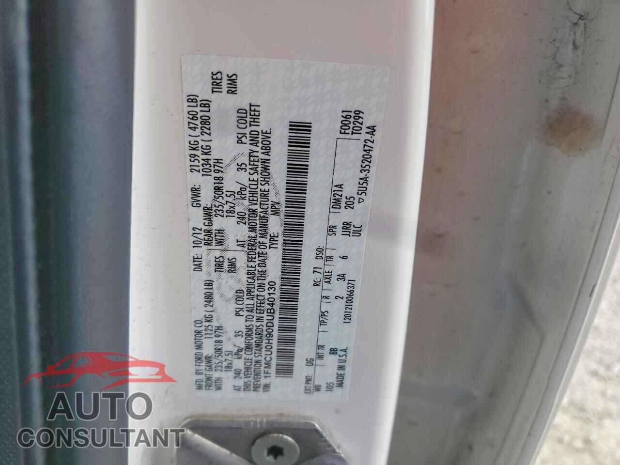 FORD ESCAPE 2013 - 1FMCU0H90DUB40130