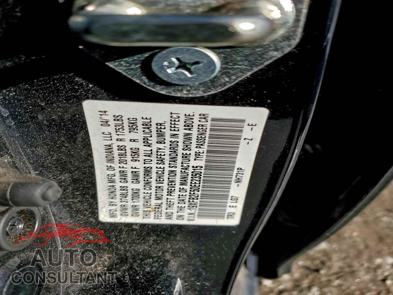 HONDA CIVIC 2014 - 19XFB2F50EE235015