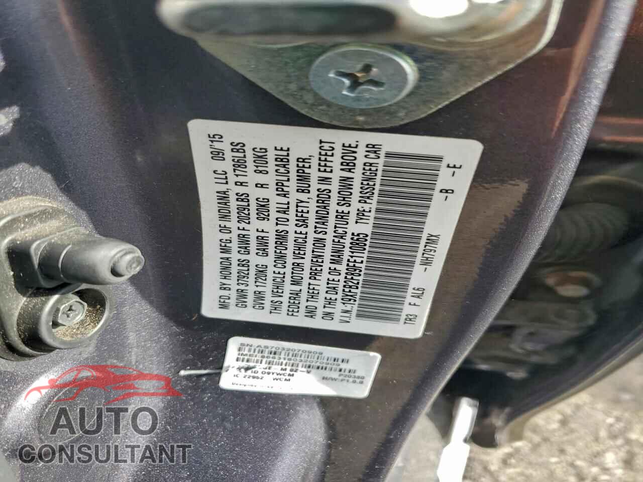 HONDA CIVIC 2015 - 19XFB2F89FE110865