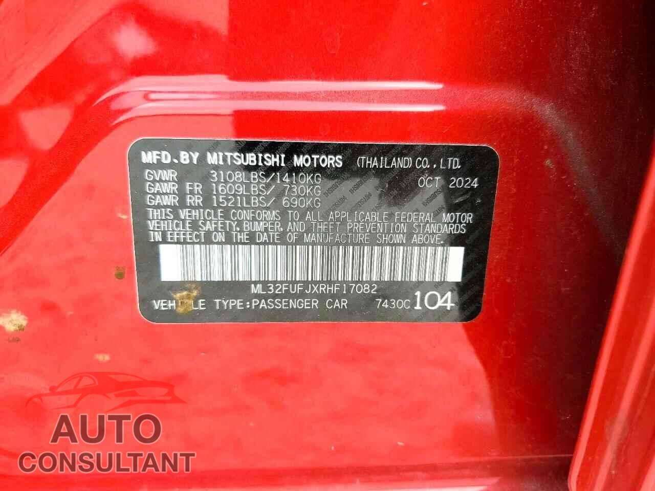 MITSUBISHI MIRAGE 2024 - ML32FUFJXRHF17082