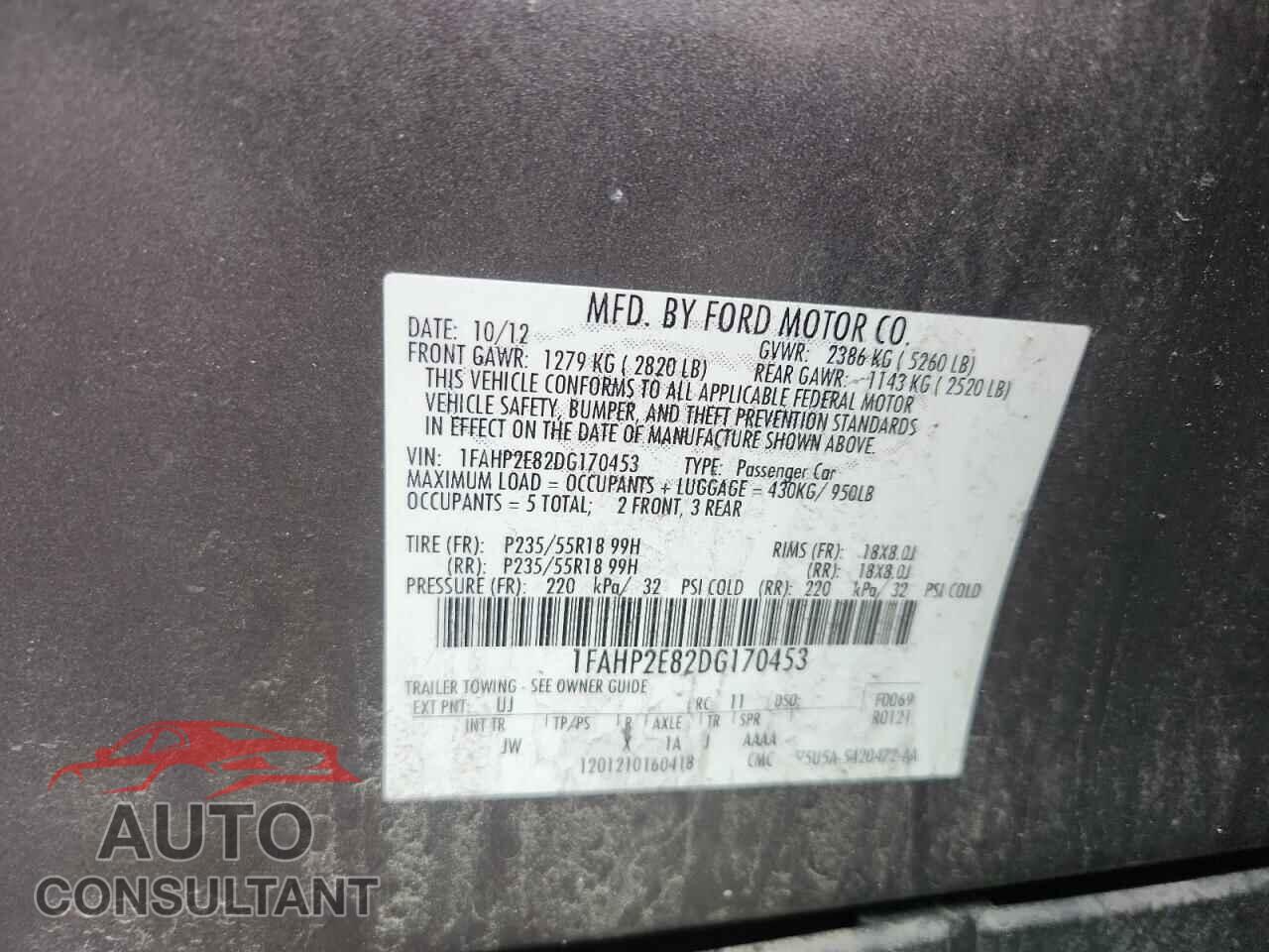 FORD TAURUS 2013 - 1FAHP2E82DG170453