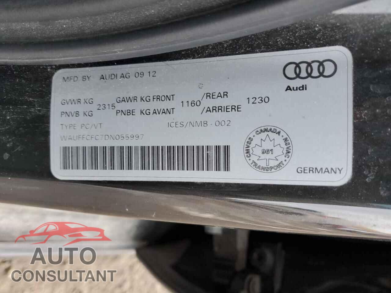 AUDI A6 2013 - WAUFFCFC7DN055997