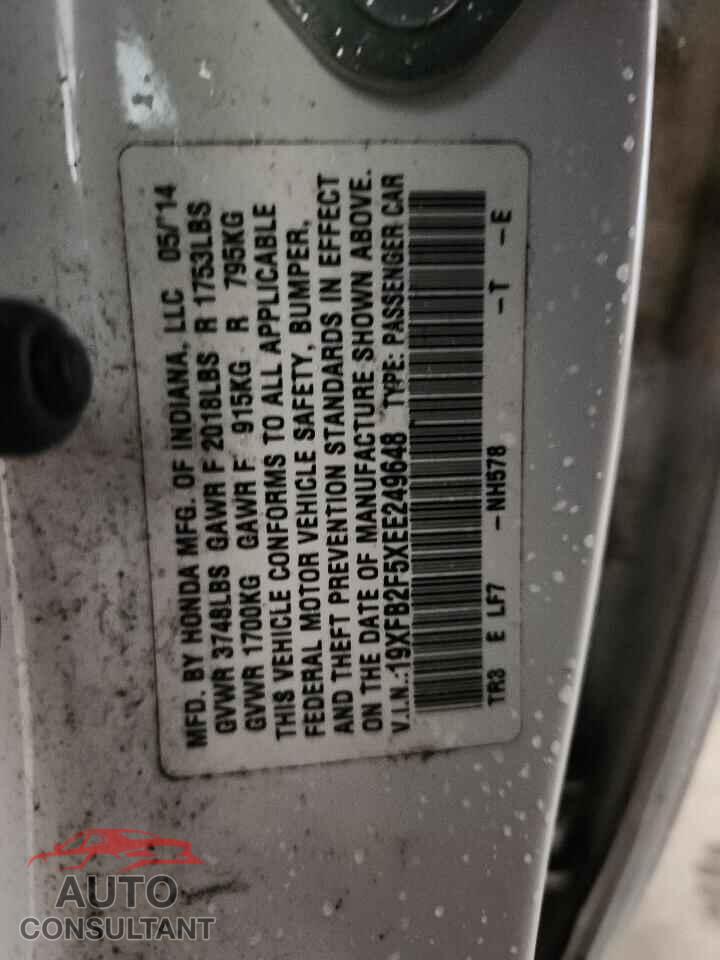 HONDA CIVIC 2014 - 19XFB2F5XEE249648