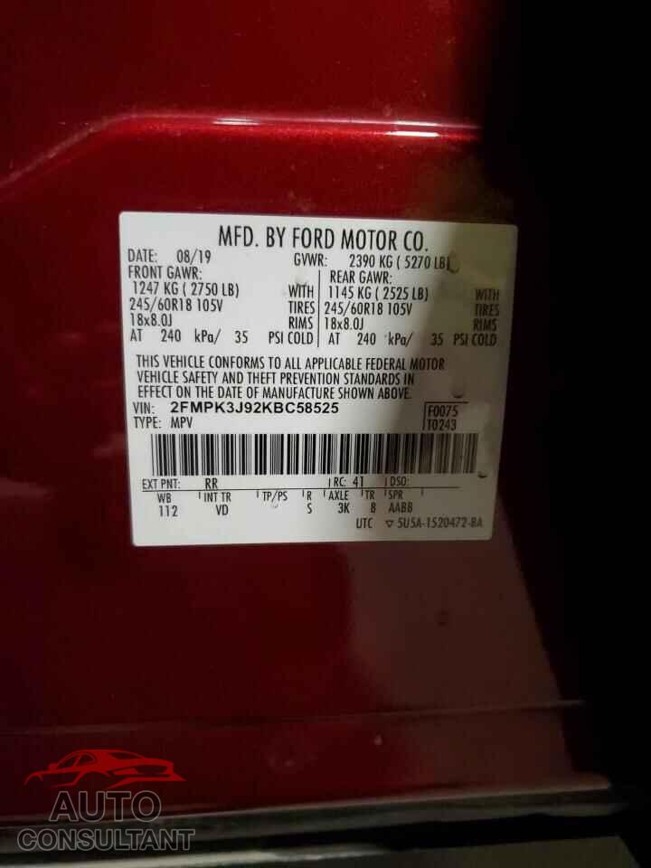 FORD EDGE 2019 - 2FMPK3J92KBC58525