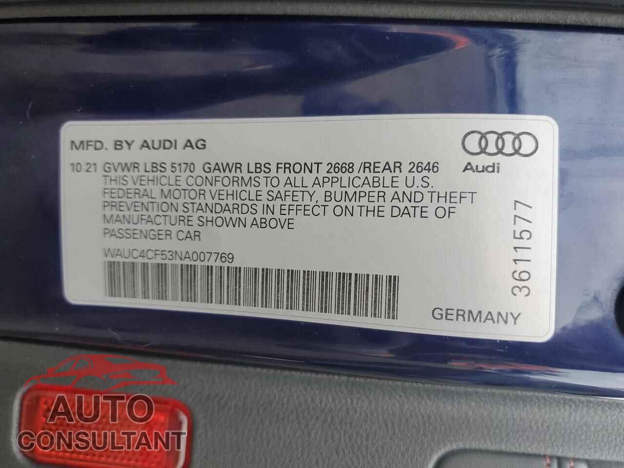AUDI S5/RS5 2022 - WAUC4CF53NA007769