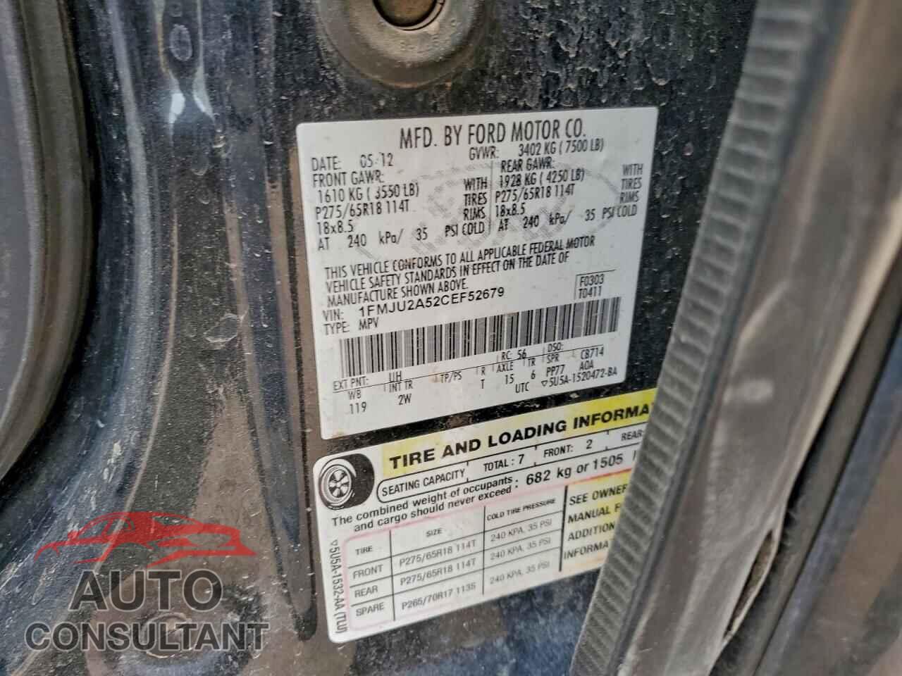 FORD EXPEDITION 2012 - 1FMJU2A52CEF52679