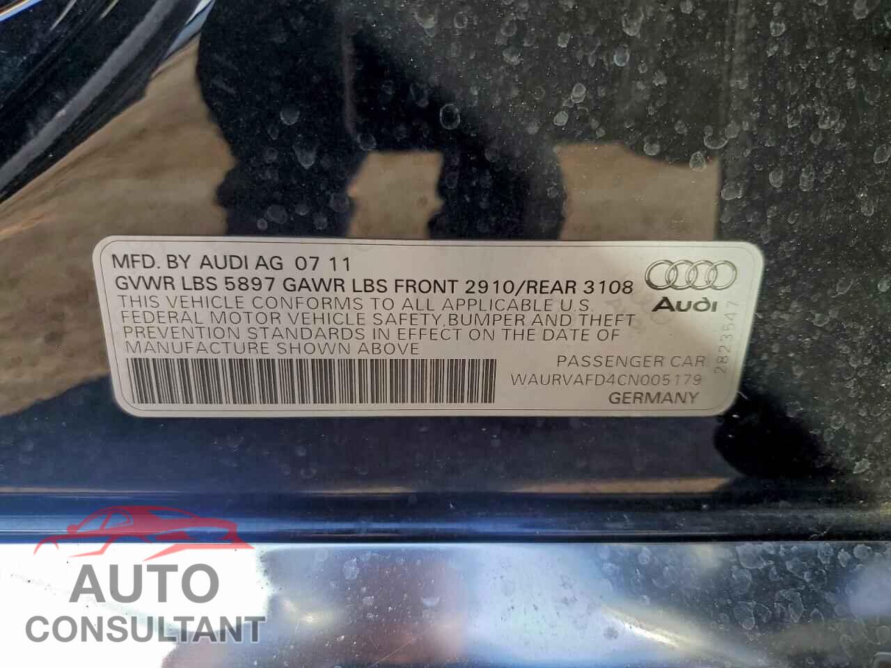 AUDI A8 2012 - WAURVAFD4CN005179