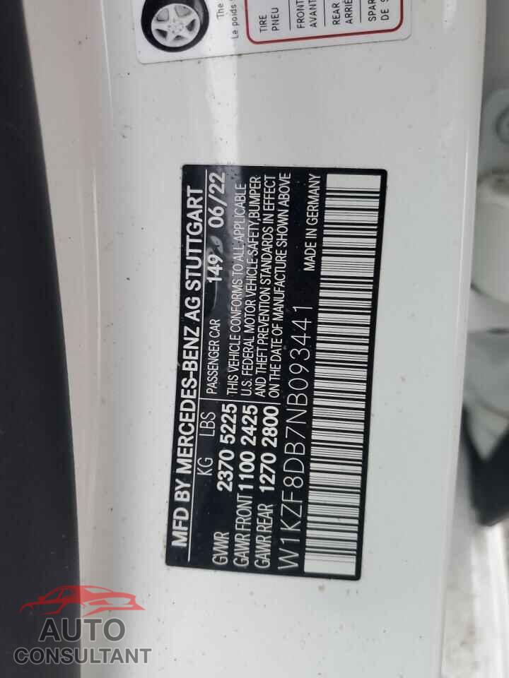 MERCEDES-BENZ E-CLASS 2022 - W1KZF8DB7NB093441