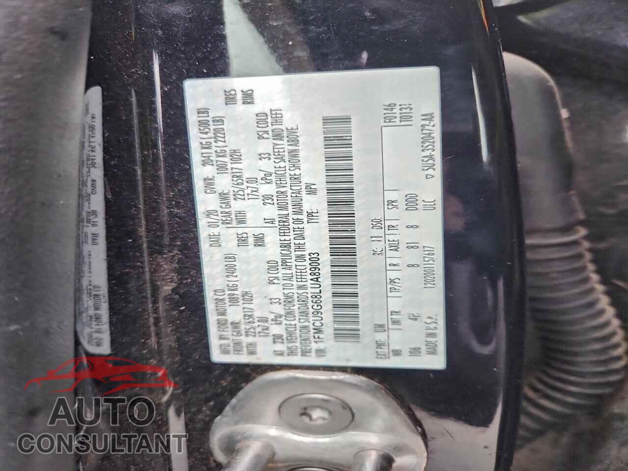 FORD ESCAPE 2020 - 1FMCU9G68LUA89003