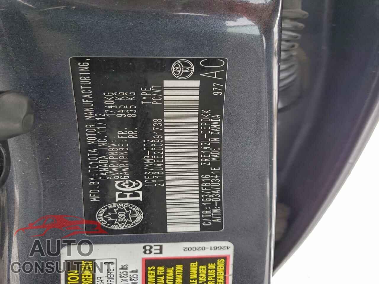 TOYOTA COROLLA 2013 - 2T1BU4EE2DC991738