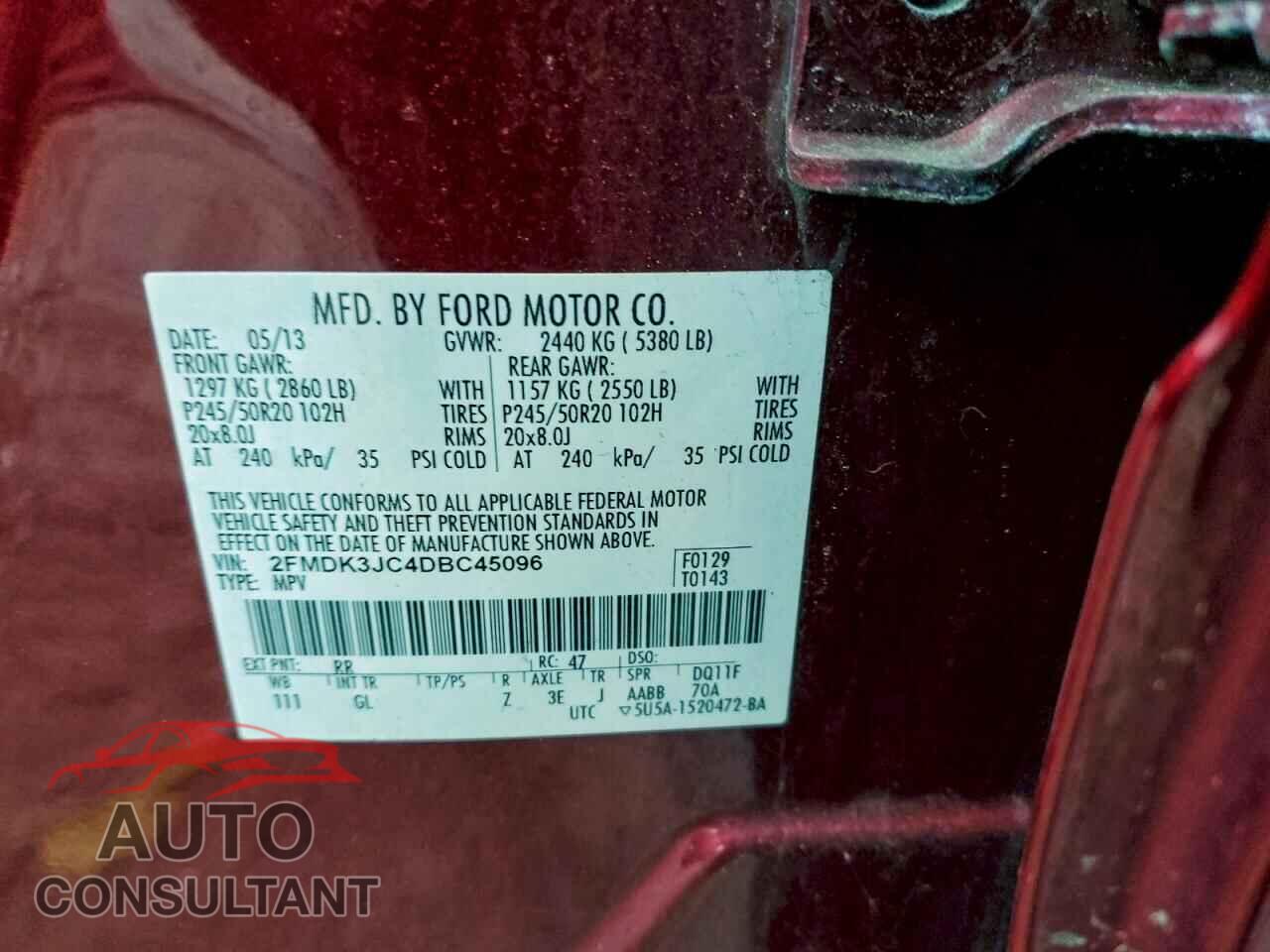 FORD EDGE 2013 - 2FMDK3JC4DBC45096