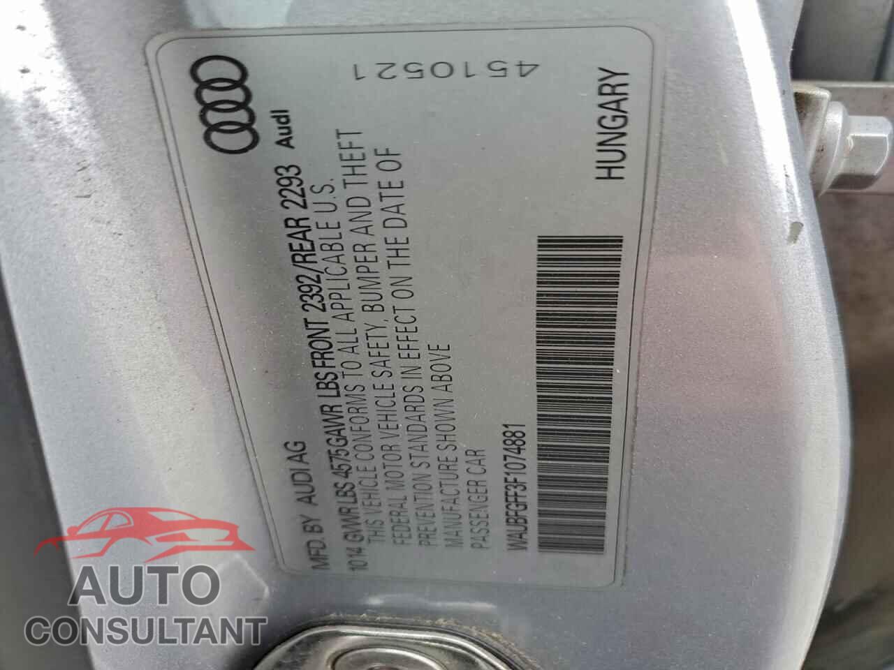 AUDI A3 2015 - WAUBFGFF3F1074881