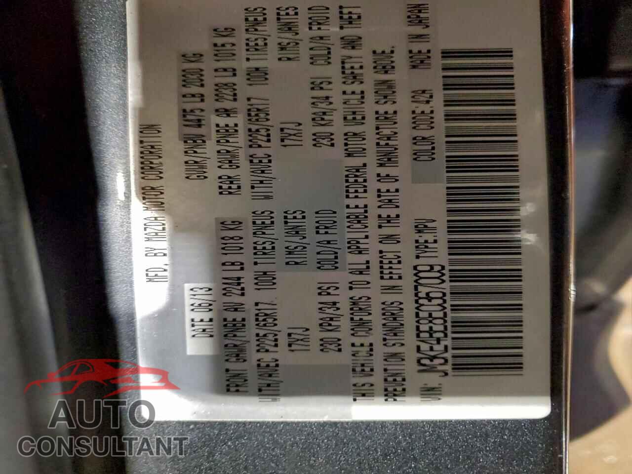 MAZDA CX-5 2014 - JM3KE4BE8E0367009