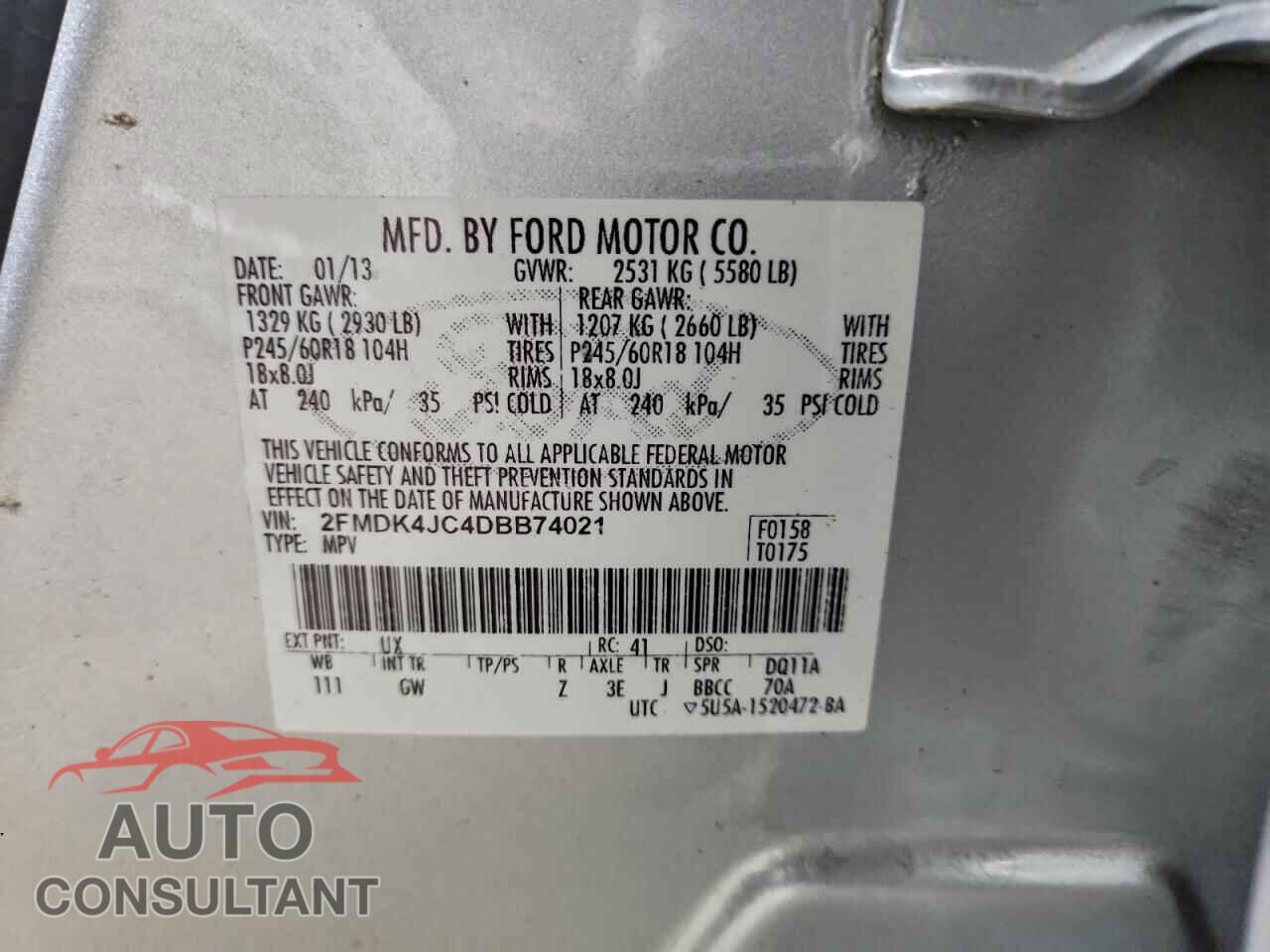 FORD EDGE 2013 - 2FMDK4JC4DBB74021