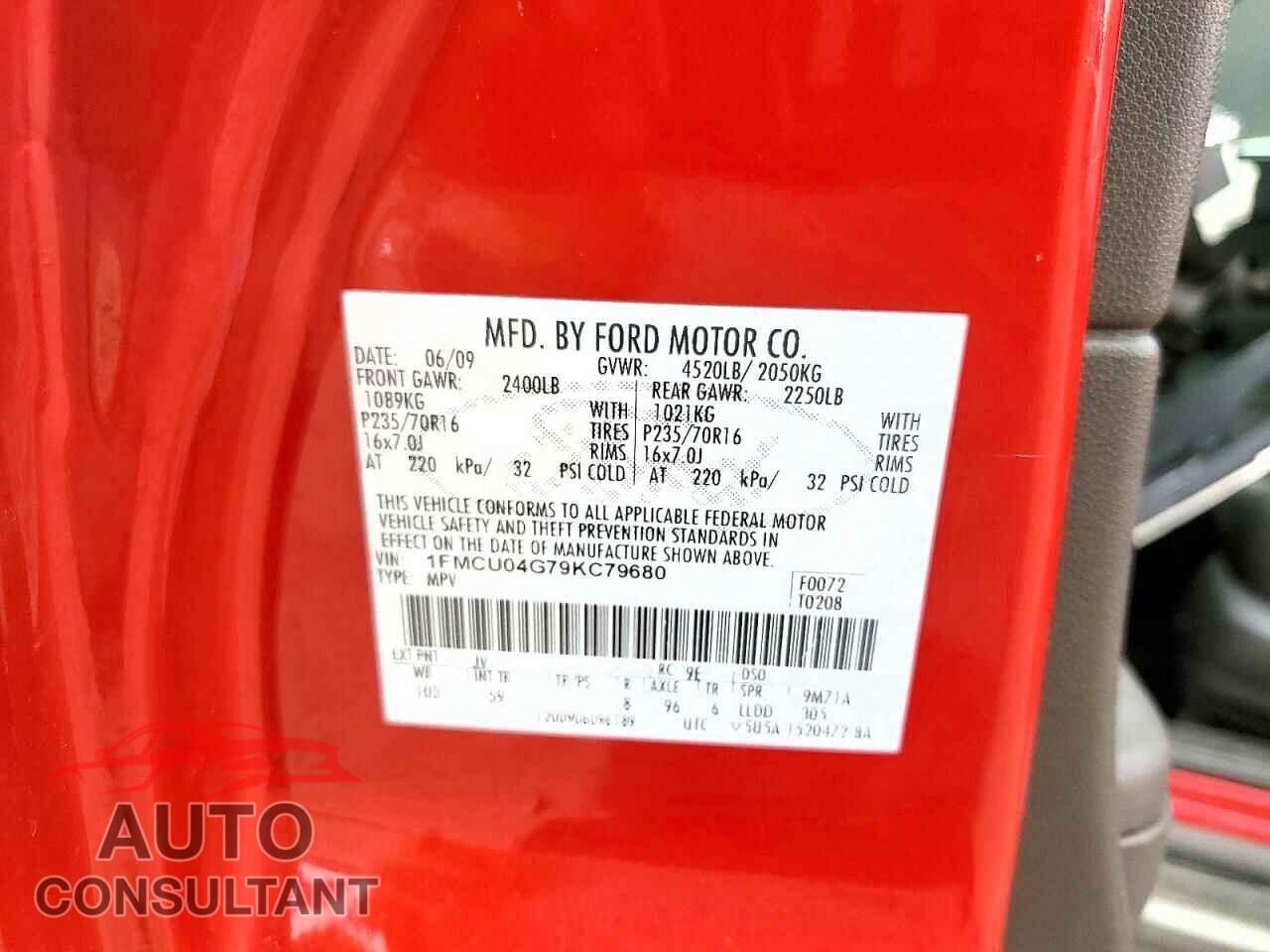 FORD ESCAPE 2009 - 1FMCU04G79KC79680