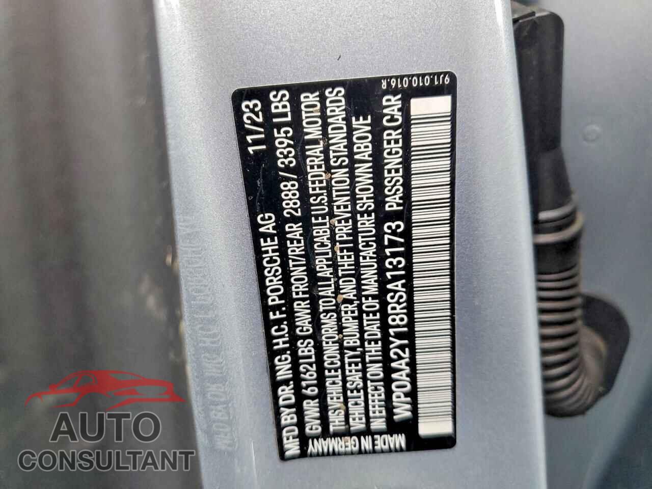 PORSCHE TAYCAN 2024 - WP0AA2Y18RSA13173