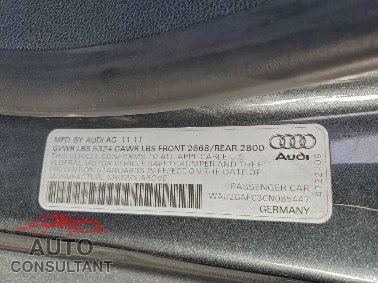 AUDI A7 2012 - WAU2GAFC3CN085447