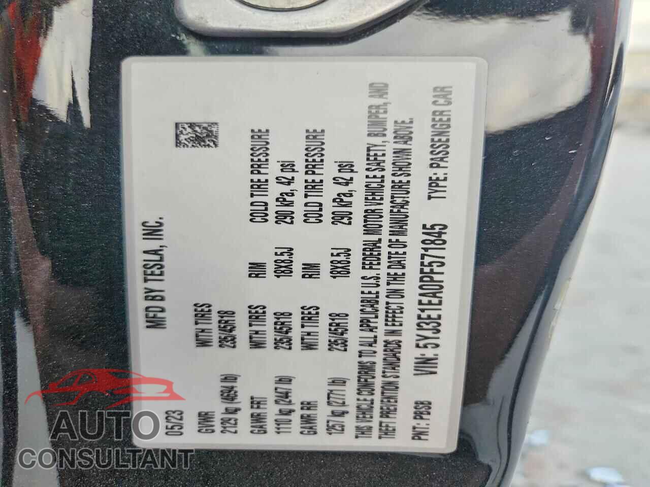 TESLA MODEL 3 2023 - 5YJ3E1EA0PF571845