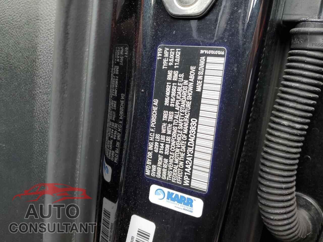 PORSCHE CAYENNE 2020 - WP1AA2AY3LDA03830
