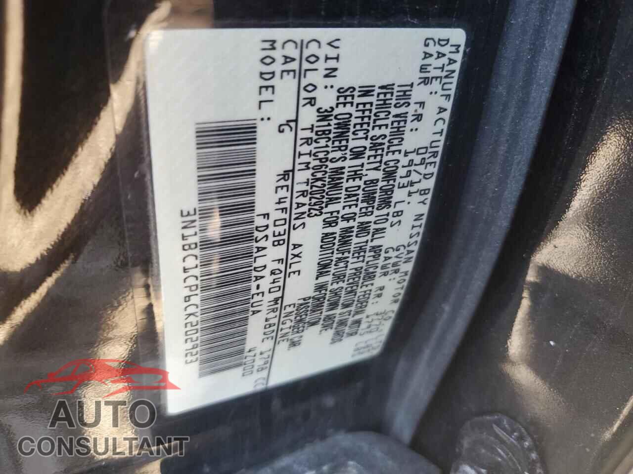 NISSAN VERSA 2012 - 3N1BC1CP6CK202923