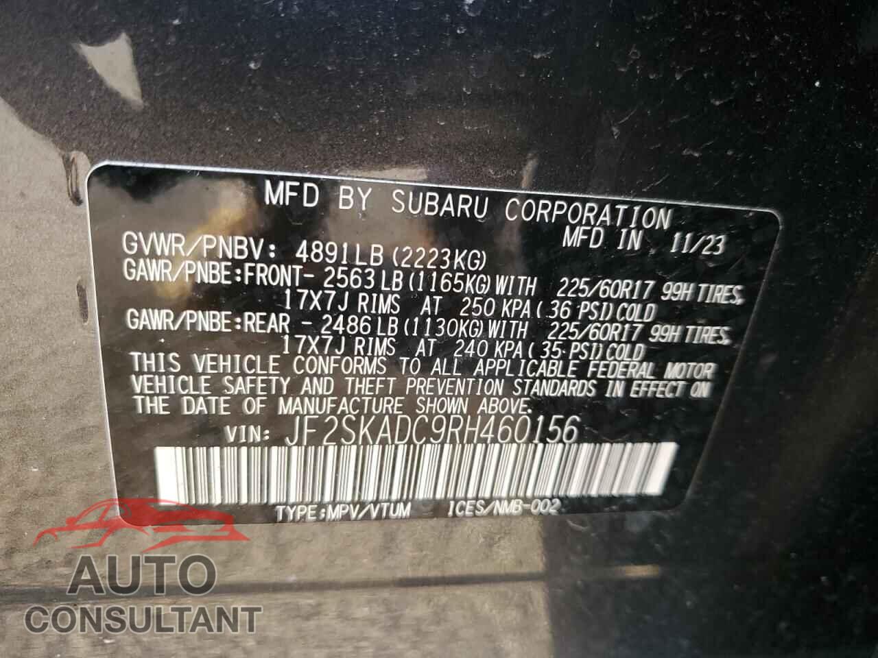 SUBARU FORESTER 2024 - JF2SKADC9RH460156