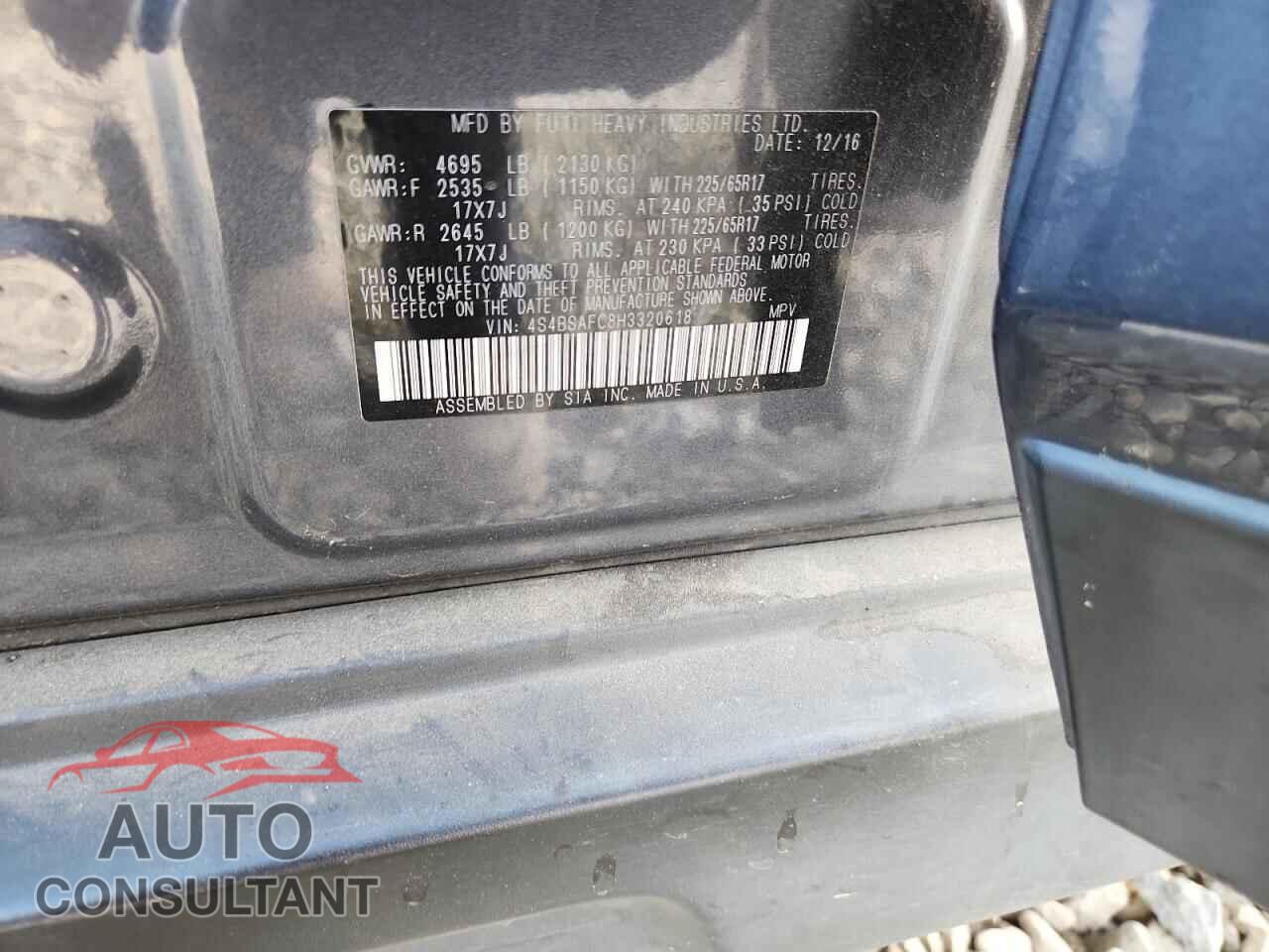 SUBARU OUTBACK 2017 - 4S4BSAFC8H3320618