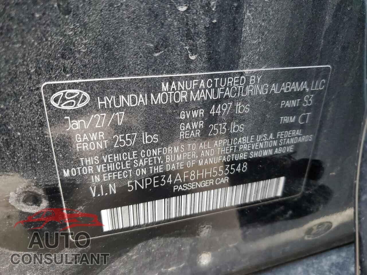 HYUNDAI SONATA 2017 - 5NPE34AF8HH553548