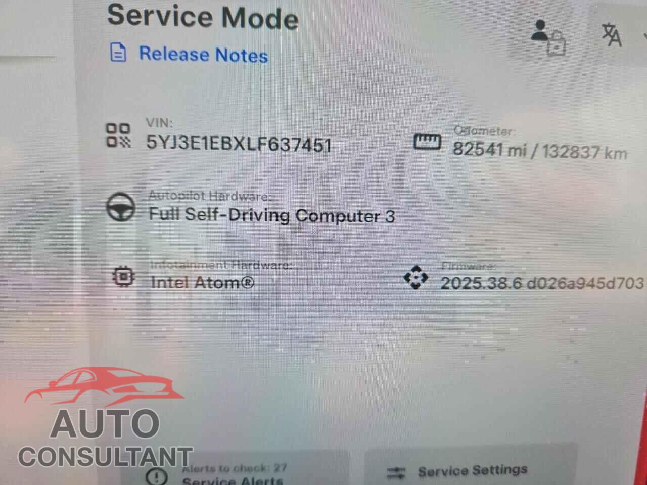 TESLA MODEL 3 2020 - 5YJ3E1EBXLF637451