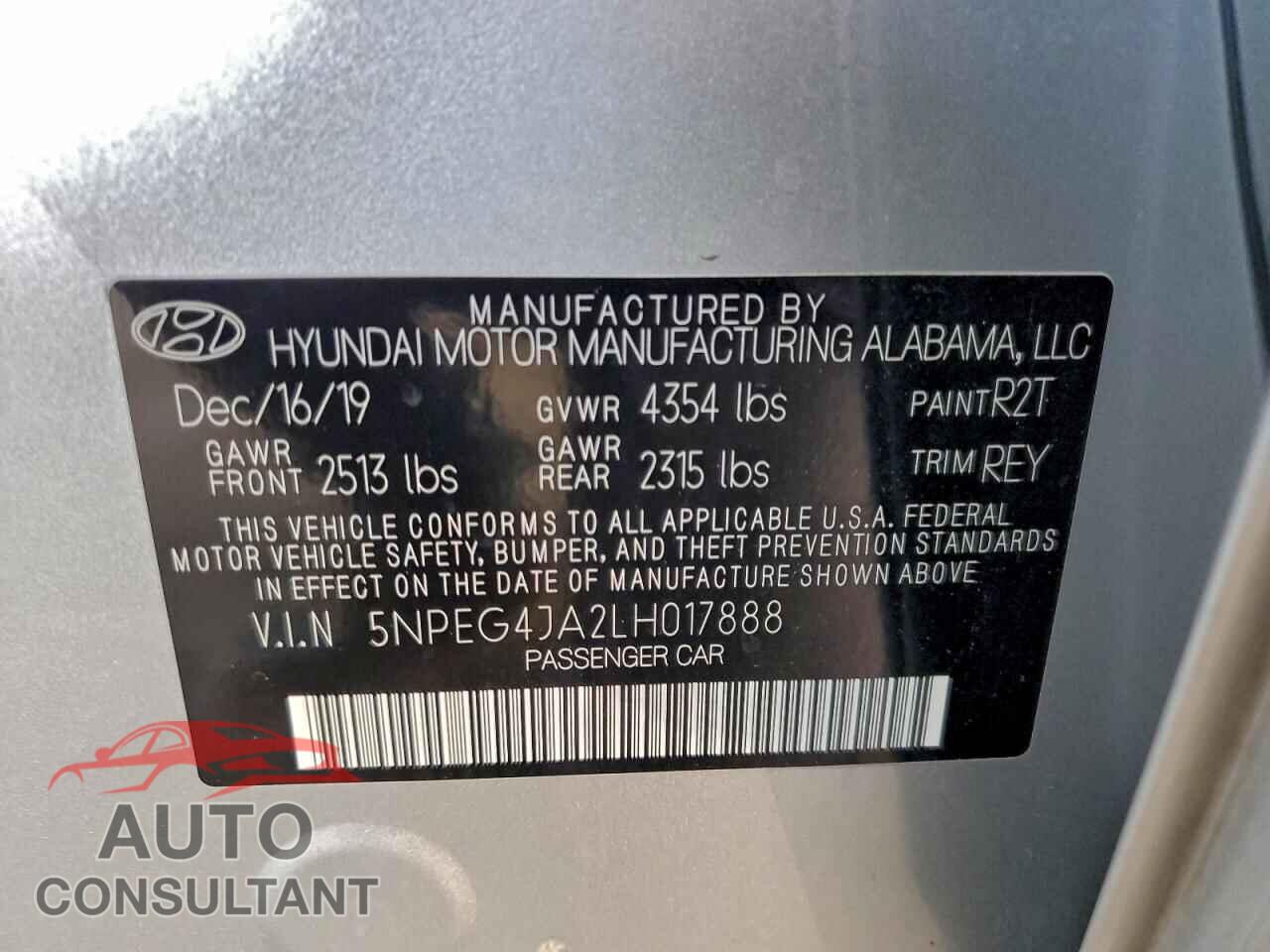 HYUNDAI SONATA 2020 - 5NPEG4JA2LH017888