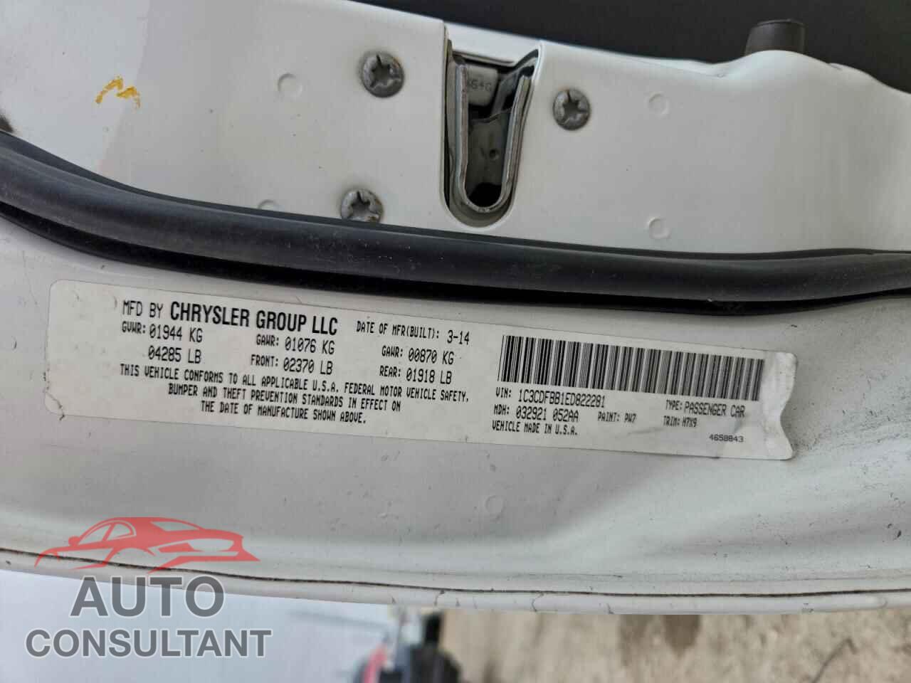 DODGE DART 2014 - 1C3CDFBB1ED822281