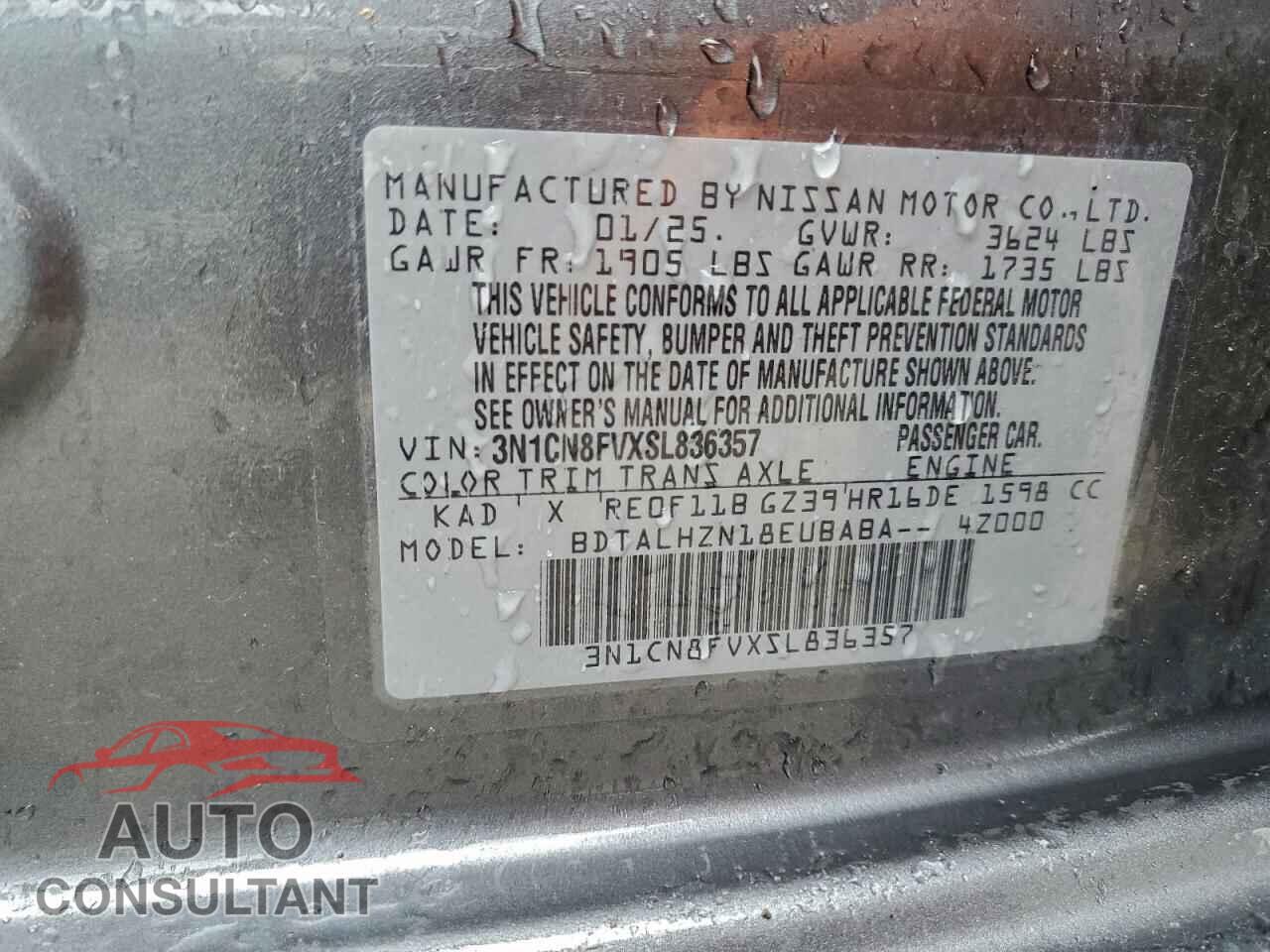 NISSAN VERSA 2025 - 3N1CN8FVXSL836357