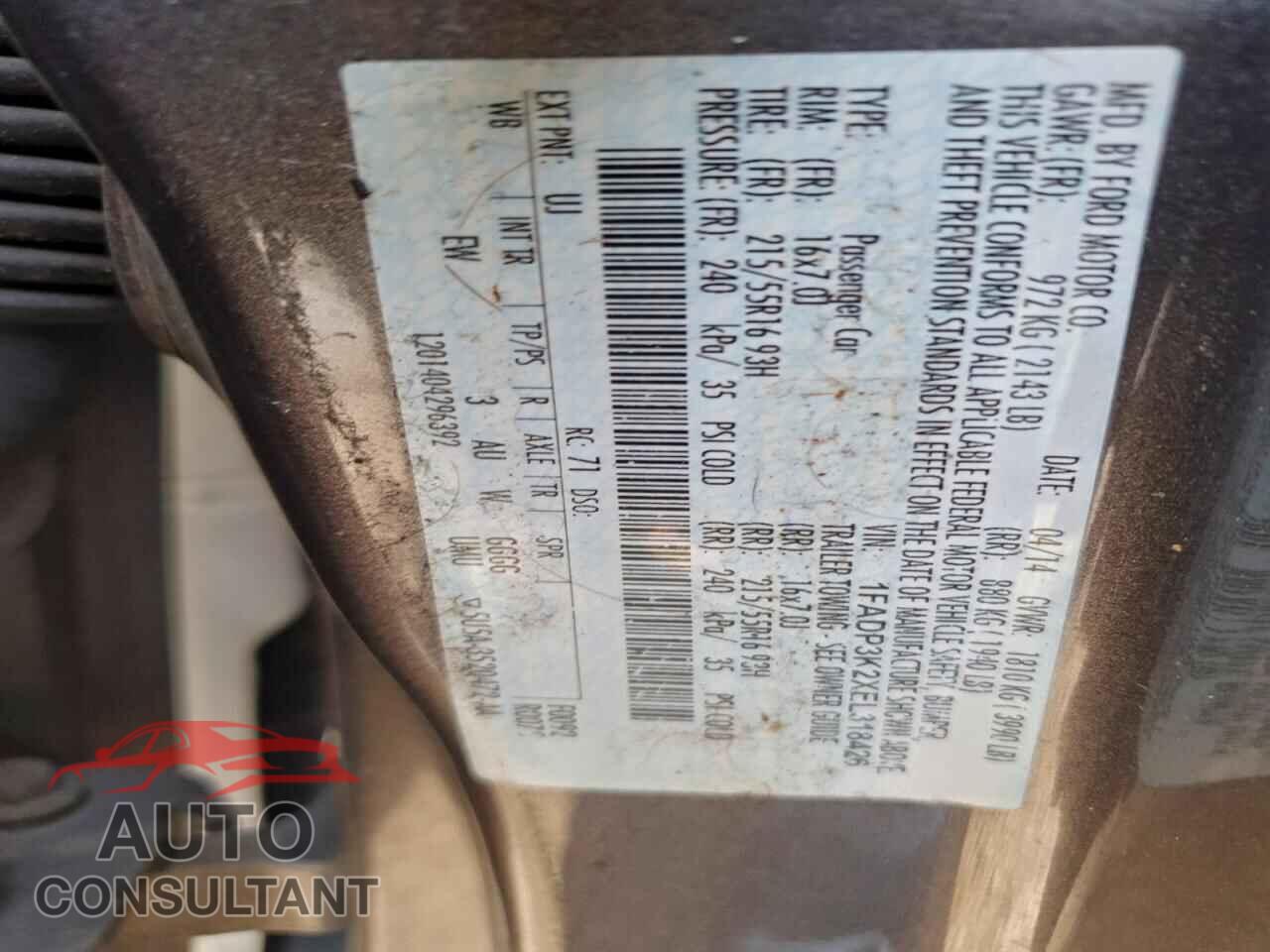 FORD FOCUS 2014 - 1FADP3K2XEL318426