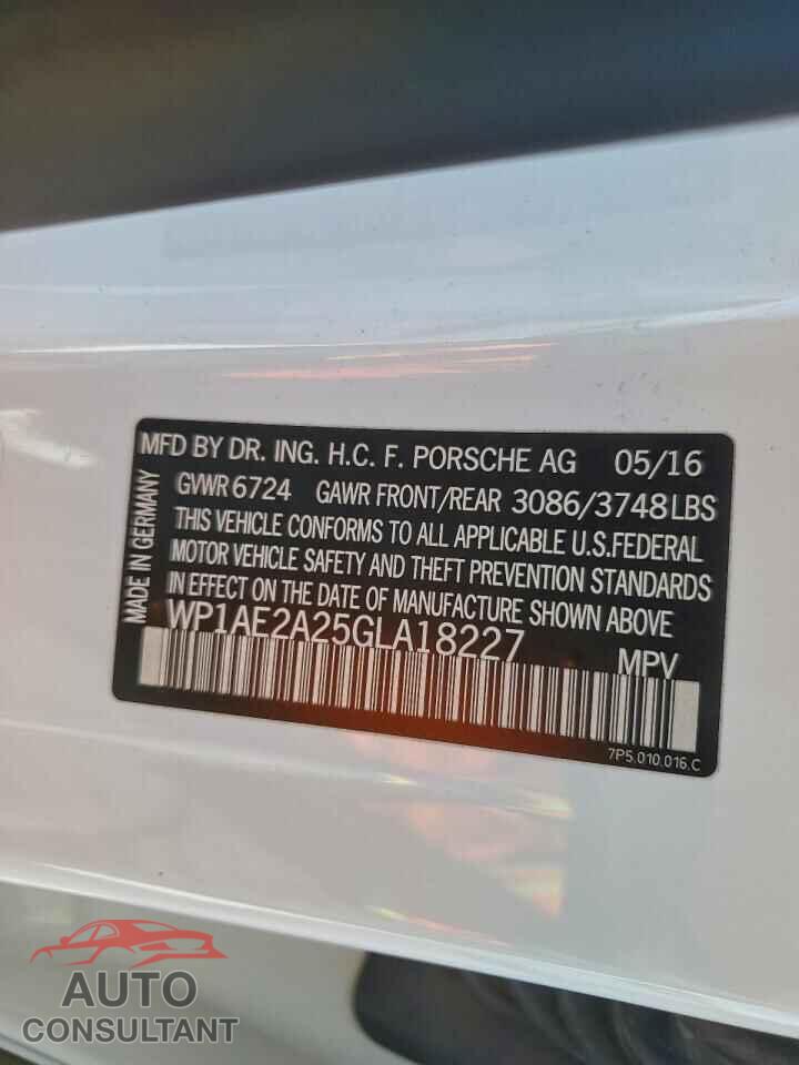 PORSCHE CAYENNE 2016 - WP1AE2A25GLA18227