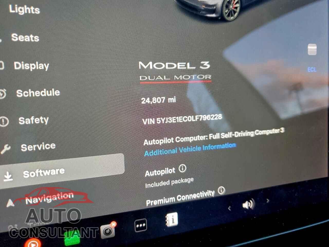 TESLA MODEL 3 2020 - 5YJ3E1EC0LF796228
