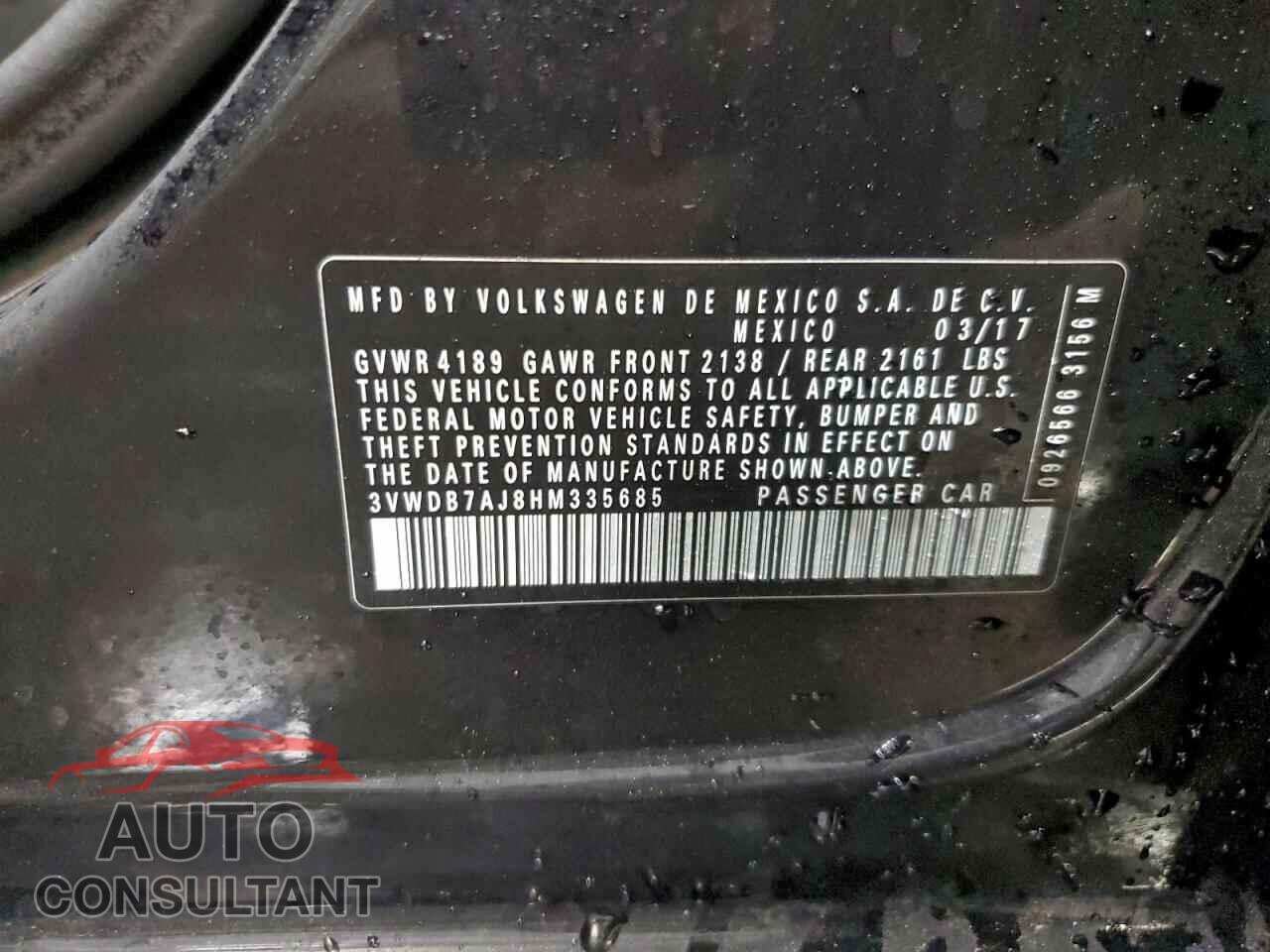 VOLKSWAGEN JETTA 2017 - 3VWDB7AJ8HM335685