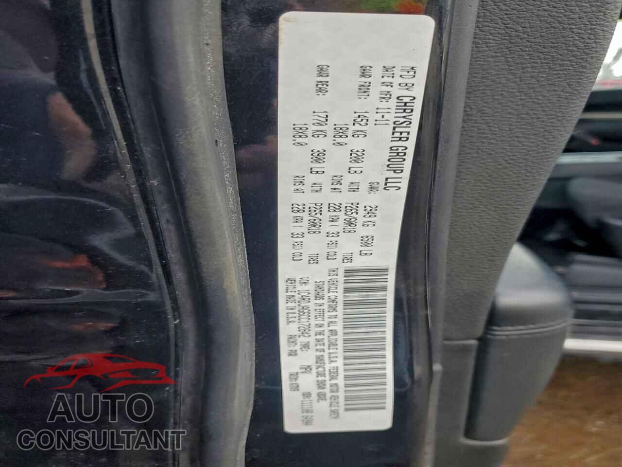 DODGE All Models 2012 - 1C4RDJAG6CC172842