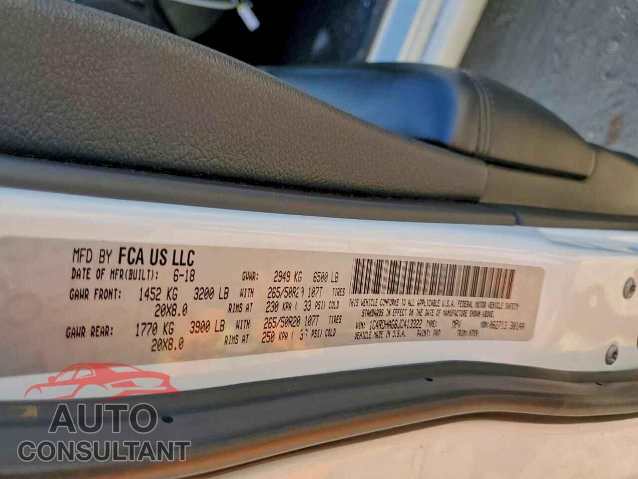 DODGE DURANGO 2018 - 1C4RDHAG6JC413322