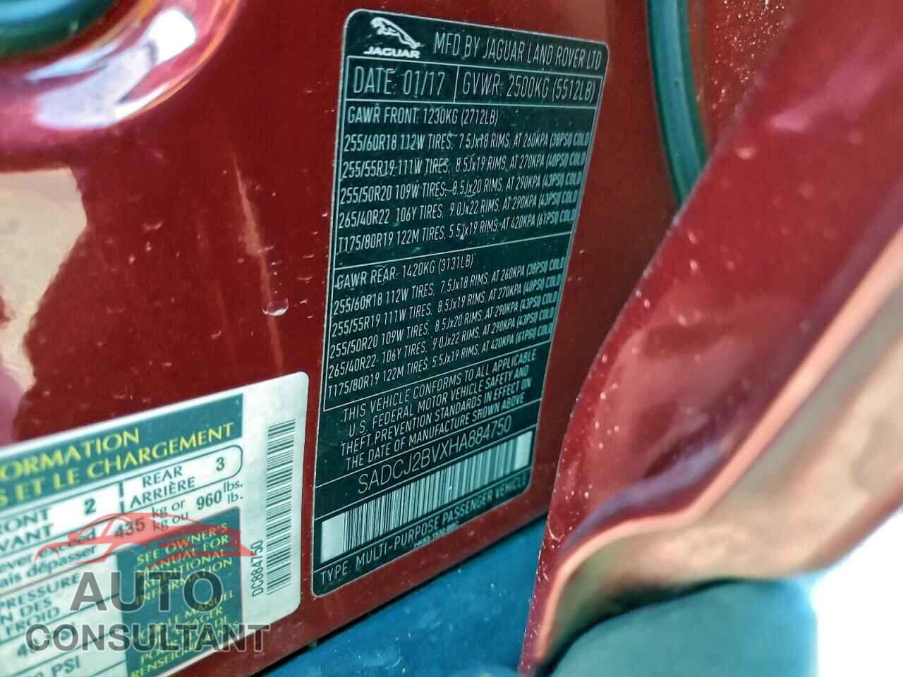 JAGUAR F-PACE 2017 - SADCJ2BVXHA884750