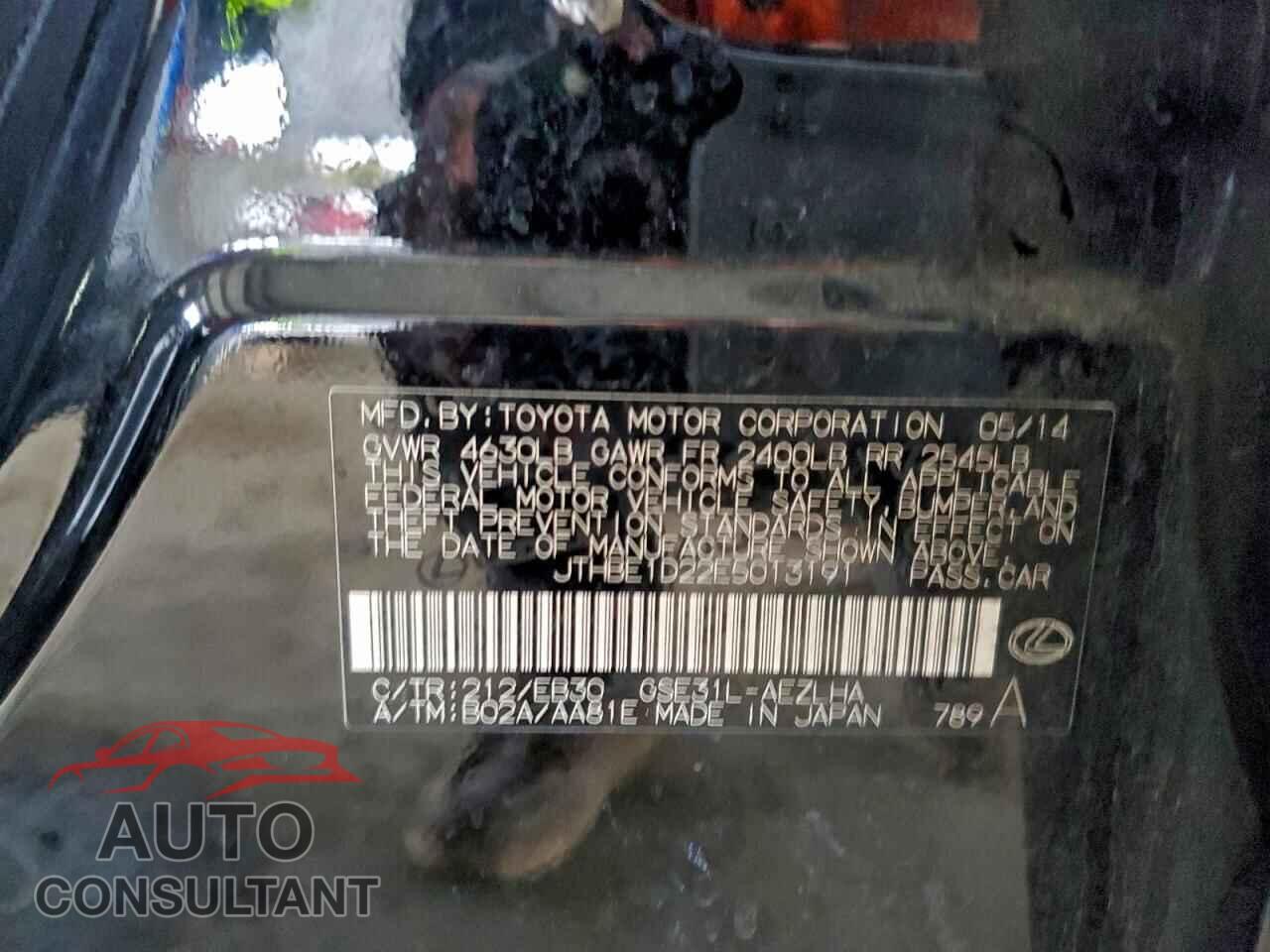 LEXUS IS 2014 - JTHBE1D22E5013191