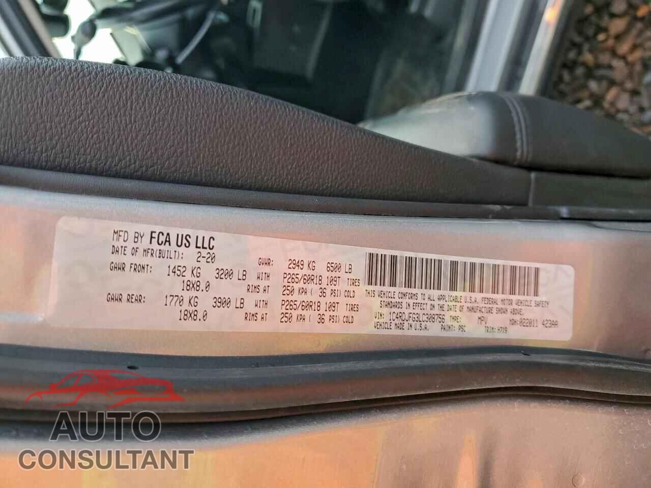 DODGE DURANGO 2020 - 1C4RDJFG3LC308756