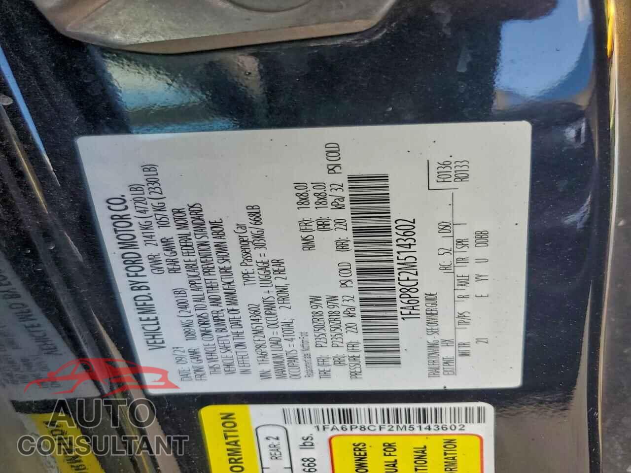 FORD MUSTANG 2021 - 1FA6P8CF2M5143602