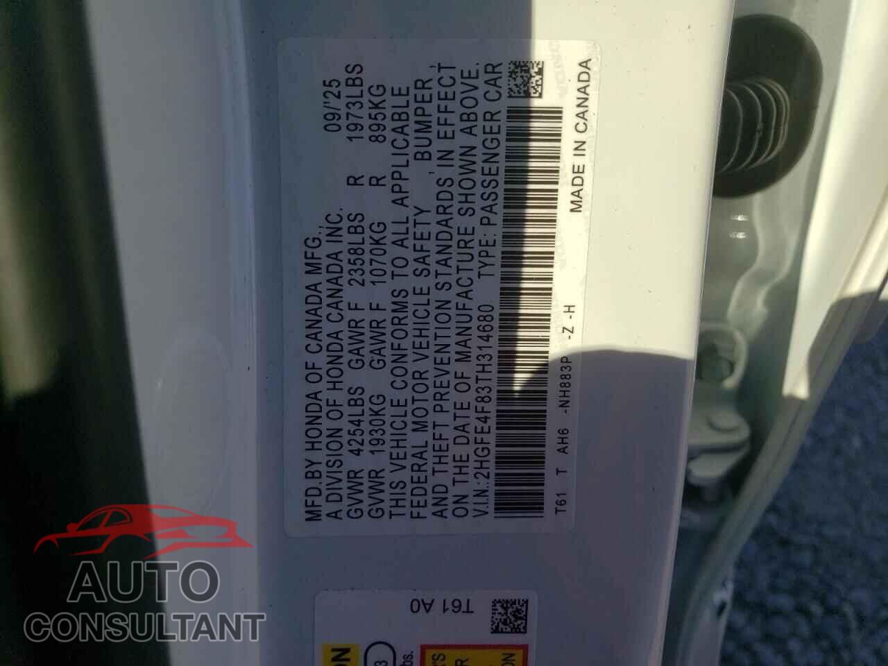 HONDA CIVIC 2026 - 2HGFE4F83TH314680