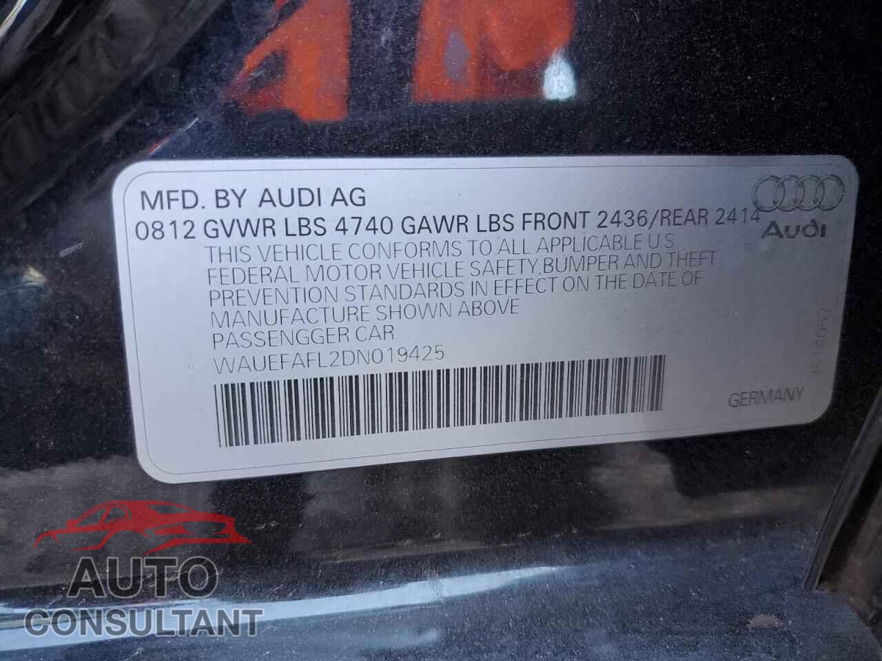 AUDI A4 2013 - WAUEFAFL2DN019425
