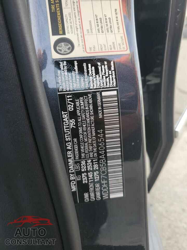MERCEDES-BENZ E-CLASS 2011 - WDDHF7CB5BA406544