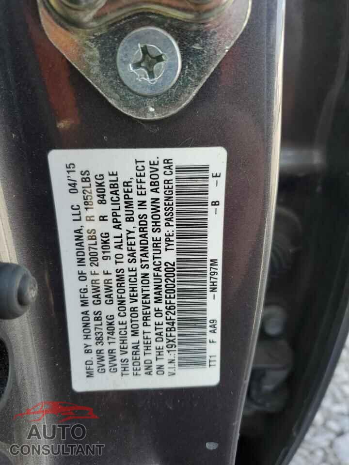 HONDA CIVIC 2015 - 19XFB4F26FE002002