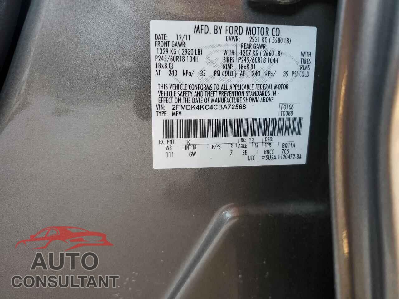 FORD EDGE 2012 - 2FMDK4KC4CBA72568
