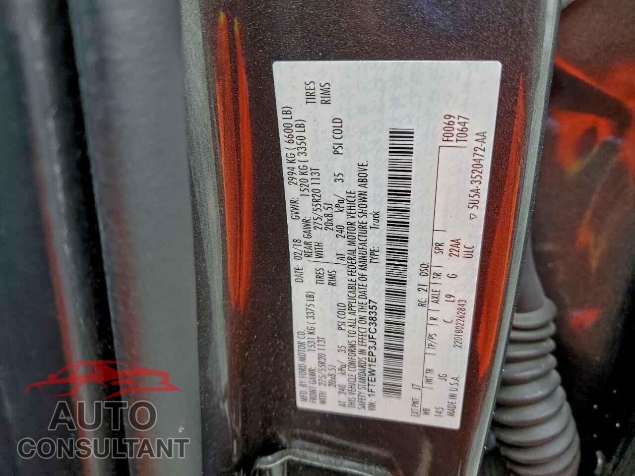 FORD F-150 2018 - 1FTEW1EP3JFC38357