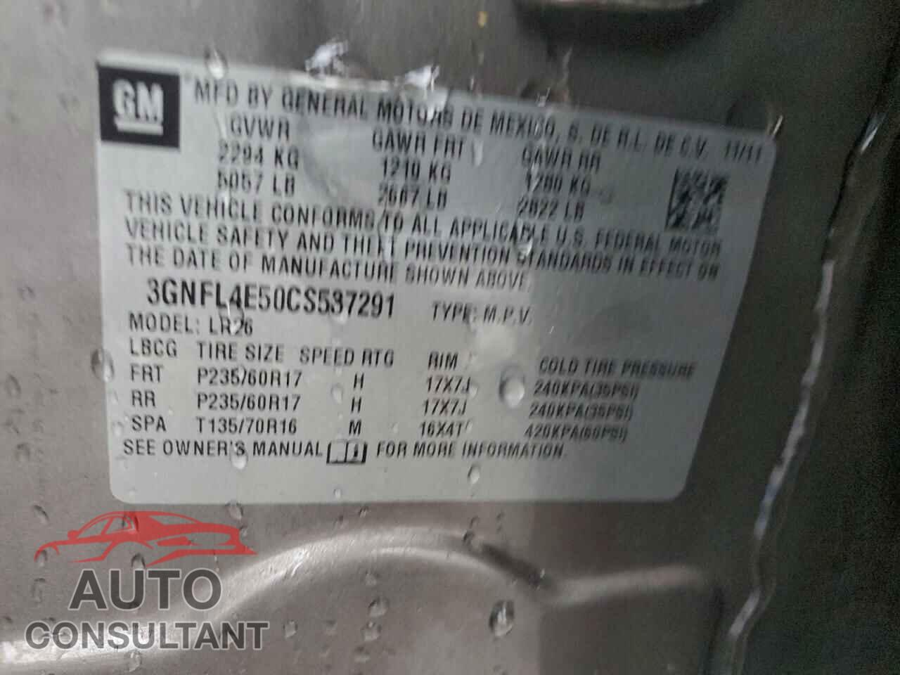 CHEVROLET CAPTIVA 2012 - 3GNFL4E50CS537291